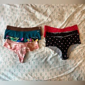 Lot of 7 VS pink no-show underwear (5 cheeky+ 2 thong)